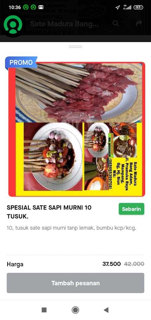 Sate Madura Bang Adam Mampang Pancoran Mas 3