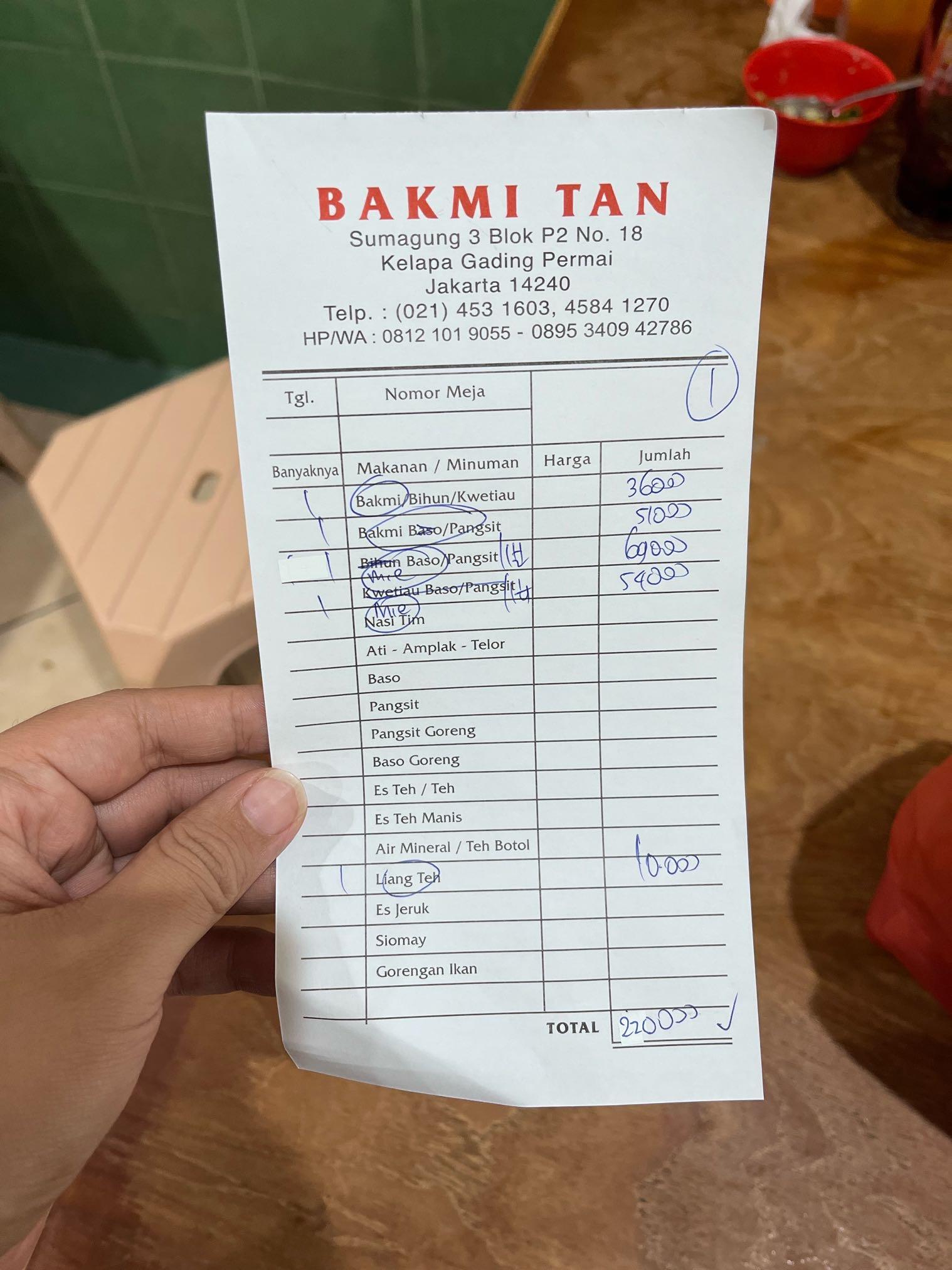 Bakmi Tan Restaurant review