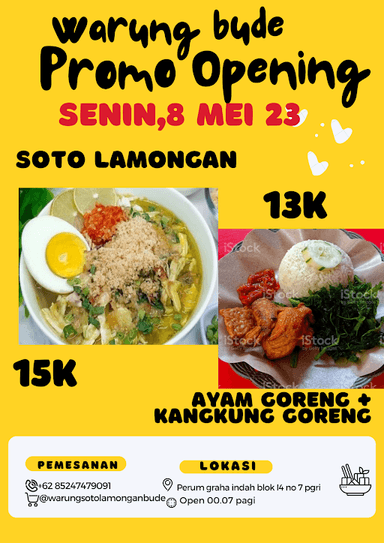 WARUNG SOTO LAMONGAN BUDE DAN AYAM GORENG KANGKUNG GORENG