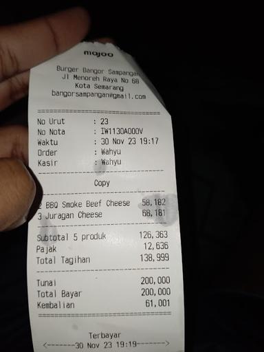 BURGER BANGOR SAMPANGAN